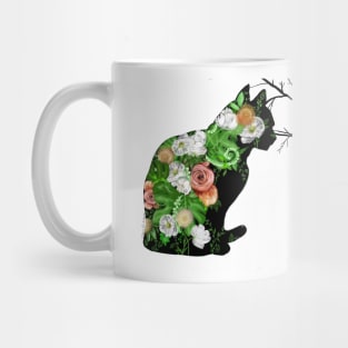 Floral Cat Silhouette Mug